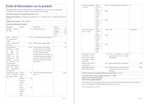CW07123863AX Lave linge hublot - 7kg, Classe énergétique A, Moteur BLDC 1200 RPM, Lavage vapeur & rapide, 15 programmes, Design compact (60x46.5x84cm) - Gris – Image 2