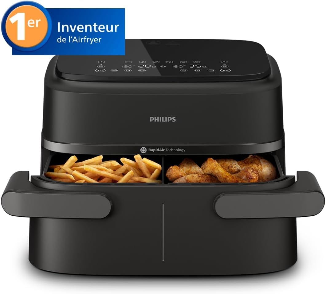 Air Fryer Série 1000 Panier Flexible avec Séparateur Amovible - Airfryer 7.1L, Technologie RapidAir, 10 Modes de Cuisson, 90% Matières Grasses en Moins(NA154/00) – Image 11