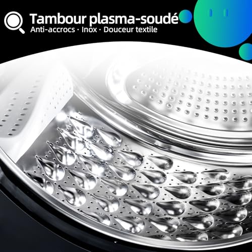 CW07123863AX Lave linge hublot - 7kg, Classe énergétique A, Moteur BLDC 1200 RPM, Lavage vapeur & rapide, 15 programmes, Design compact (60x46.5x84cm) - Gris – Image 8