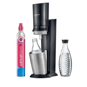 Machine à gazéifier Crystal 3.0 avec cylindre de CO2 Quick-Connect | avec 2 bouteilles en verre Crystal de 0,8 l | Couleur : titane
