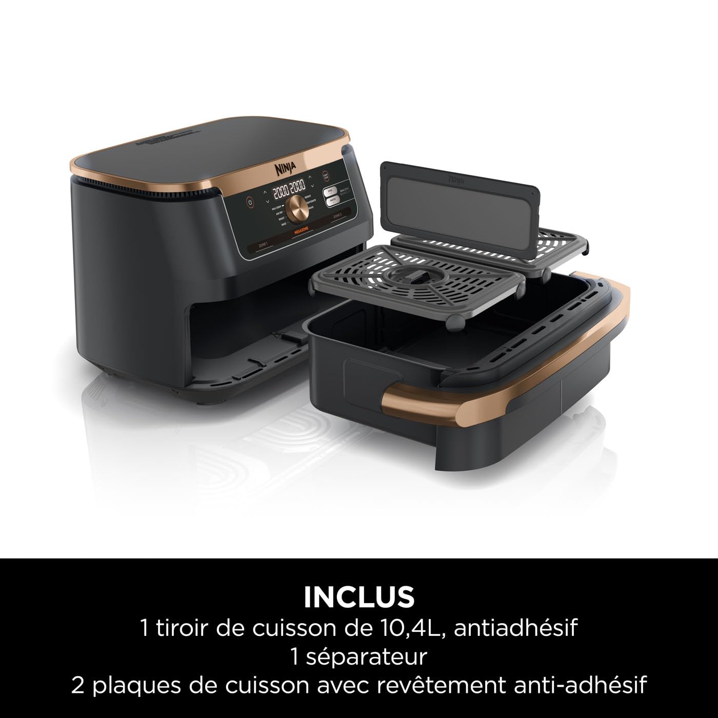 Foodi FlexDrawer Air Fryer, Dual Zone Avec Séparateur Amovible, Grand Tiroir de 10.4 L, AF500EUCP – Image 12