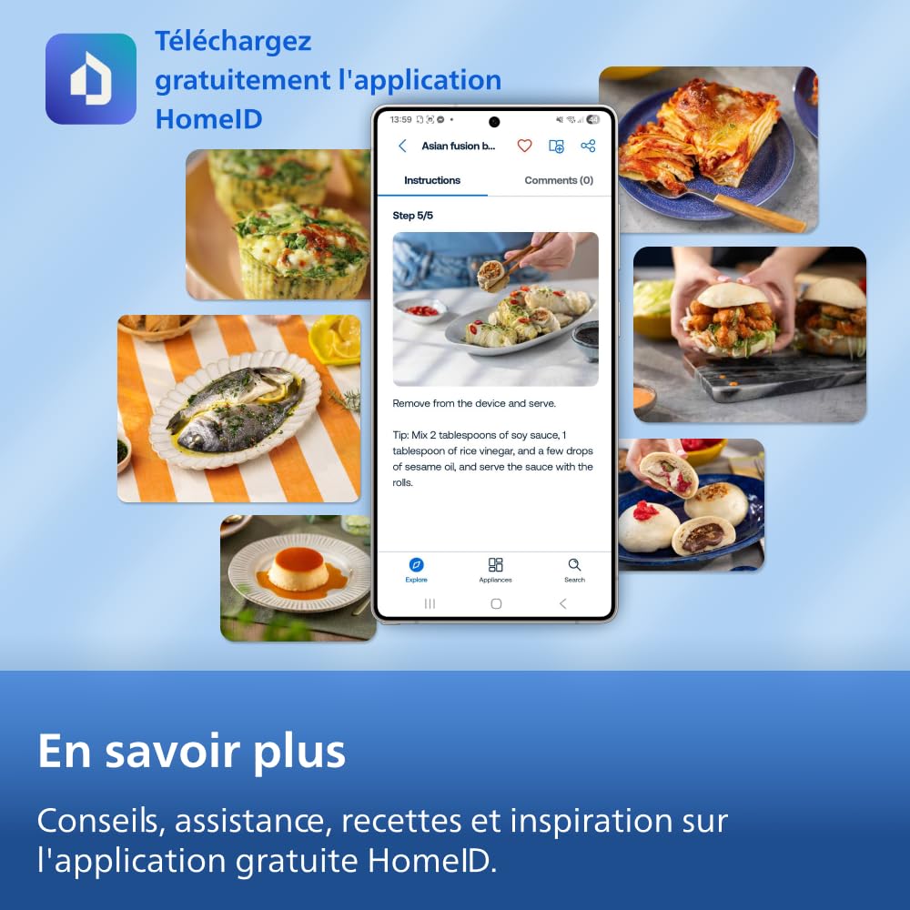 Air Fryer Série 1000 Panier Flexible avec Séparateur Amovible - Airfryer 7.1L, Technologie RapidAir, 10 Modes de Cuisson, 90% Matières Grasses en Moins(NA154/00) – Image 4