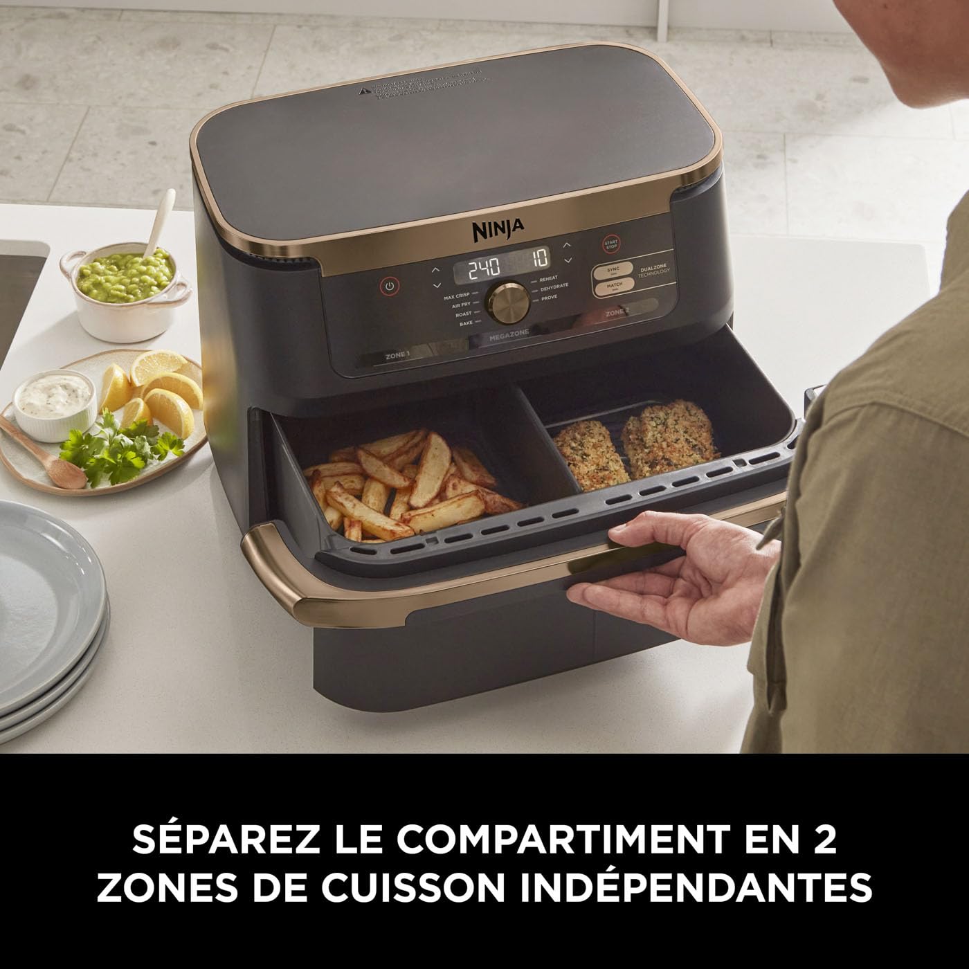 Foodi FlexDrawer Air Fryer, Dual Zone Avec Séparateur Amovible, Grand Tiroir de 10.4 L, AF500EUCP – Image 7