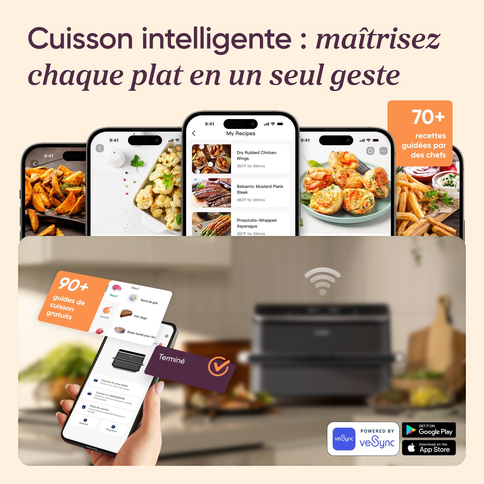 Air Fryer 10L Twinfry, Friteuse sans Huile Double Résistance, Airfryer à Dual Zone Avec Séparateur Amovible – Image 6