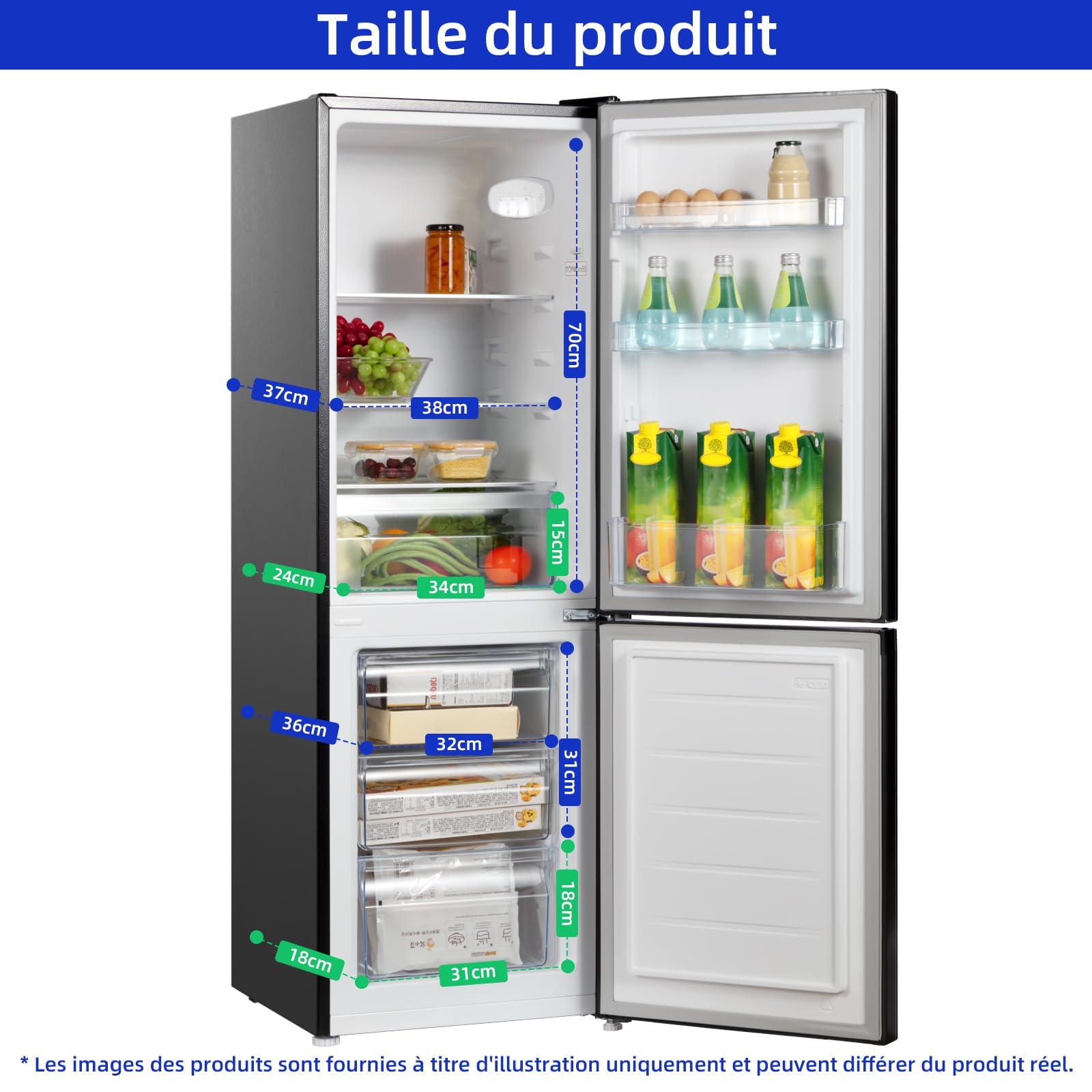 CBM159LEBD Réfrigérateur congélateur bas157 litres (109 + 48) Low Frost, Faible bruit, Refroidissement rapide, Faible emcombrement – Image 8