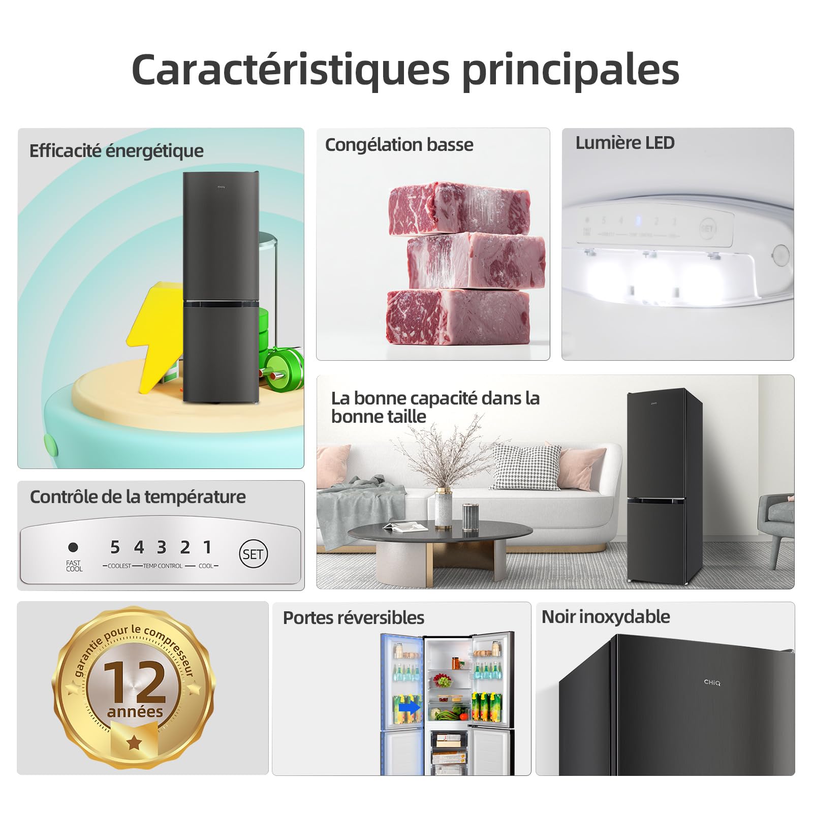 CBM159LEBD Réfrigérateur congélateur bas157 litres (109 + 48) Low Frost, Faible bruit, Refroidissement rapide, Faible emcombrement – Image 5