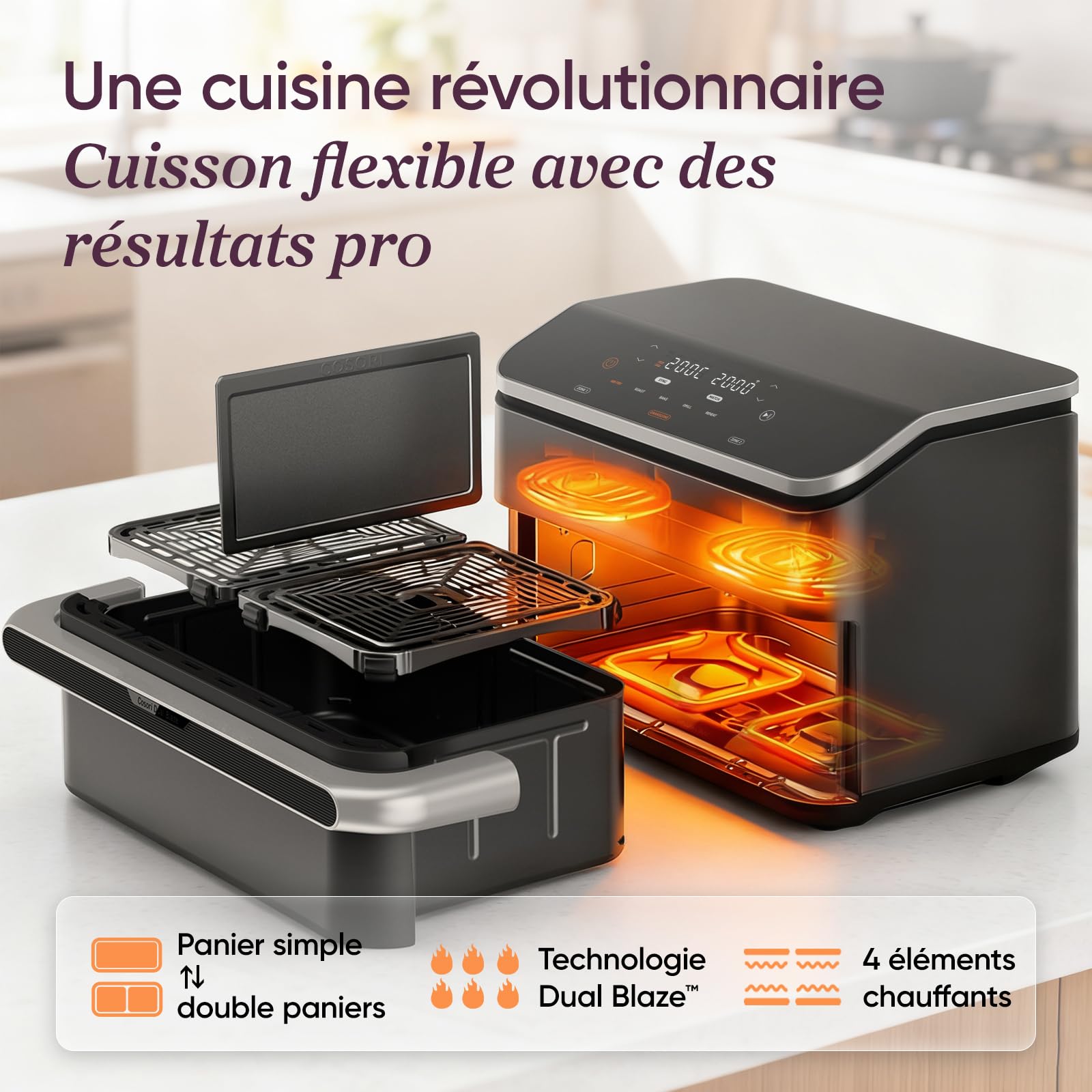 Air Fryer 10L Twinfry, Friteuse sans Huile Double Résistance, Airfryer à Dual Zone Avec Séparateur Amovible – Image 10