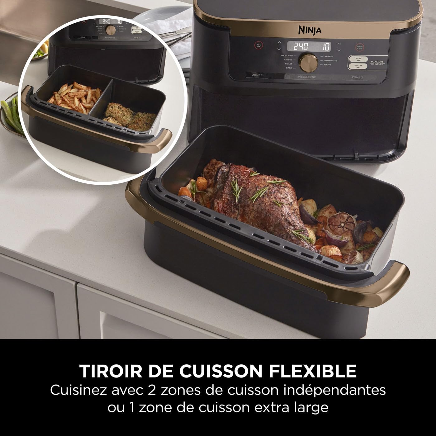Foodi FlexDrawer Air Fryer, Dual Zone Avec Séparateur Amovible, Grand Tiroir de 10.4 L, AF500EUCP – Image 11