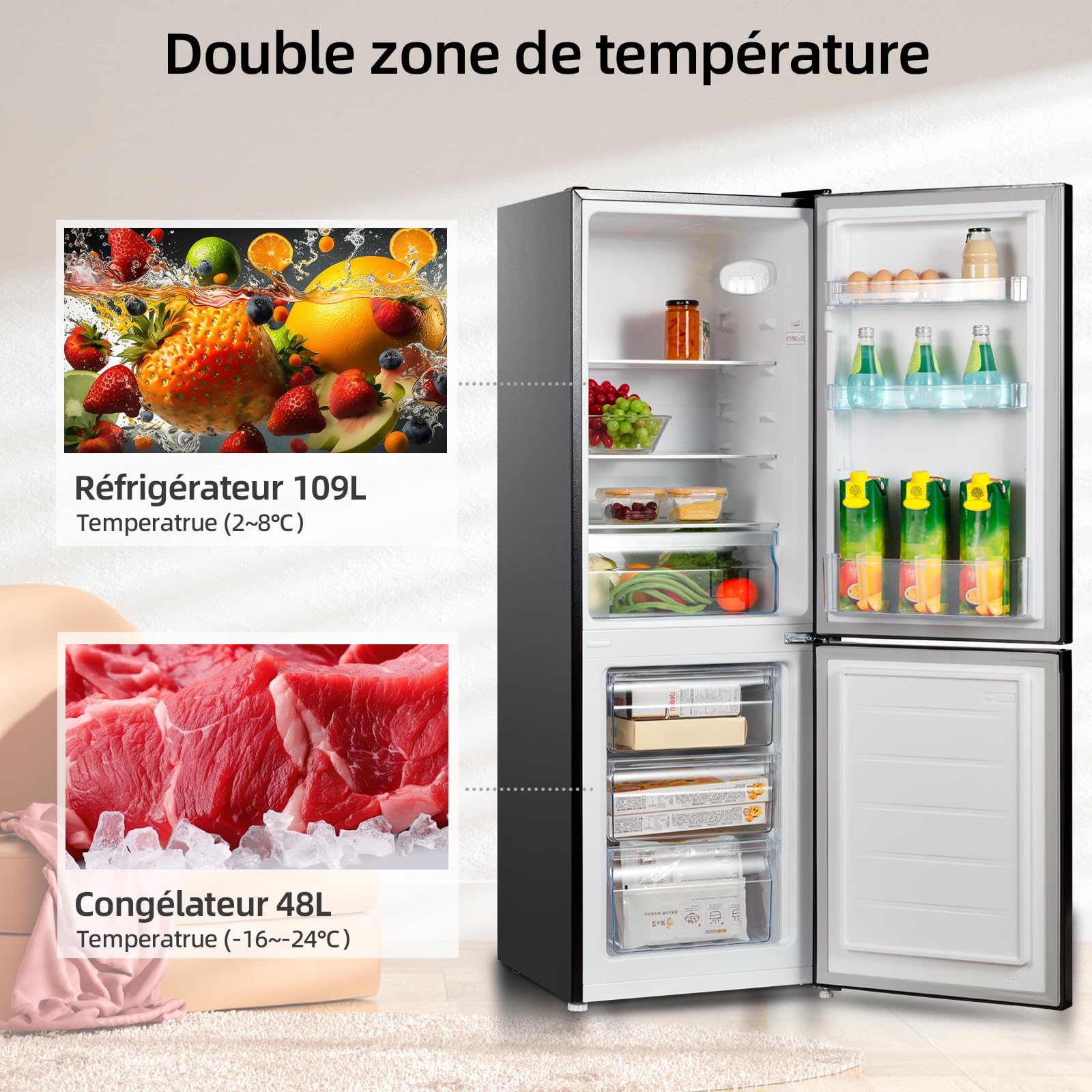 CBM159LEBD Réfrigérateur congélateur bas157 litres (109 + 48) Low Frost, Faible bruit, Refroidissement rapide, Faible emcombrement – Image 11
